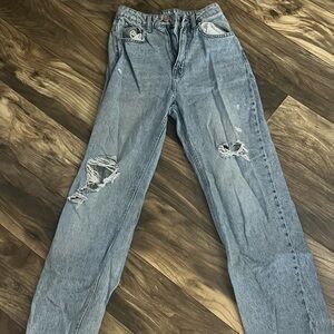 Distressed Blue Jeans